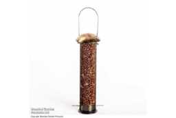 Weather-Resistant Peanut & Sunflower Heart Bird Feeder - Brassed Steel, Songbird-Friendly - thumbnail 3