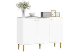 White/Gold-Tone Modular Sideboard Storage Cabinet - Wood, Adjustable Shelves, 107cm Wide, Space-Saving Modern Storage - thumbnail 1