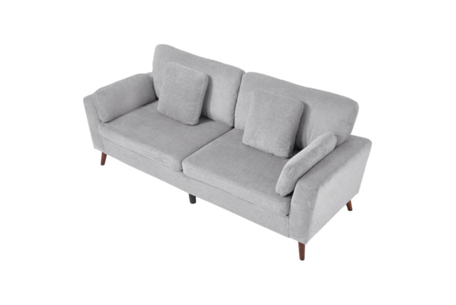 PRICE DROP! Elegant 2-Seater Chenille Upholstered Sofa with Cushions and Wooden Legs - image 1