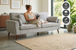 PRICE DROP! Elegant 2-Seater Chenille Upholstered Sofa with Cushions and Wooden Legs - thumbnail 6