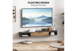 140cm Contemporary Floating TV Stand - Charcoal Grey, Wall-Mounted, Storage, Easy Assembly - thumbnail 4