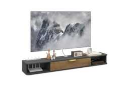 140cm Contemporary Floating TV Stand - Charcoal Grey, Wall-Mounted, Storage, Easy Assembly - thumbnail 1