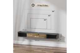 140cm Contemporary Floating TV Stand - Charcoal Grey, Wall-Mounted, Storage, Easy Assembly - thumbnail 3