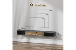 140cm Contemporary Floating TV Stand - Charcoal Grey, Wall-Mounted, Storage, Easy Assembly - thumbnail 7