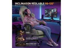 EcoFurnix Ergonomic Office Chair with Massage, Adjustable Footrest & Scandinavian Style - Olive Green - thumbnail 4