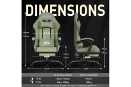 EcoFurnix Ergonomic Office Chair with Massage, Adjustable Footrest & Scandinavian Style - Olive Green - thumbnail 7