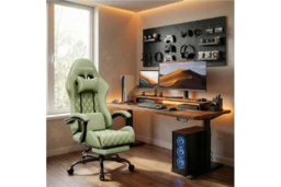 EcoFurnix Ergonomic Office Chair with Massage, Adjustable Footrest & Scandinavian Style - Olive Green - thumbnail 5