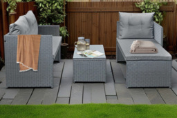 Grey Florence L-Shaped Outdoor Rattan Corner Sofa Set with Table - thumbnail 4
