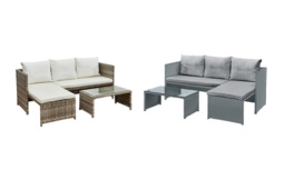 Grey Florence L-Shaped Outdoor Rattan Corner Sofa Set with Table - thumbnail 3