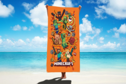 Soft Microfibre Kids' Bath & Beach Towel - Quick-Dry, Minecraft Design - thumbnail 6