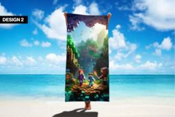 Soft Microfibre Kids' Bath & Beach Towel - Quick-Dry, Minecraft Design - thumbnail 8