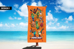 Soft Microfibre Kids' Bath & Beach Towel - Quick-Dry, Minecraft Design - thumbnail 7