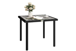 Metal Square Garden Table - Weather-Resistant, Slatted Top, Seats 4 - Modern Patio Dining - thumbnail 6