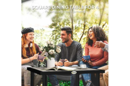Metal Square Garden Table - Weather-Resistant, Slatted Top, Seats 4 - Modern Patio Dining - thumbnail 8