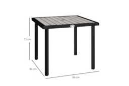 Metal Square Garden Table - Weather-Resistant, Slatted Top, Seats 4 - Modern Patio Dining - thumbnail 3