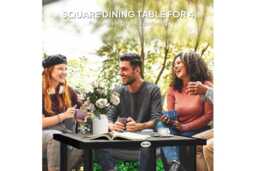Metal Square Garden Table - Weather-Resistant, Slatted Top, Seats 4 - Modern Patio Dining - thumbnail 4