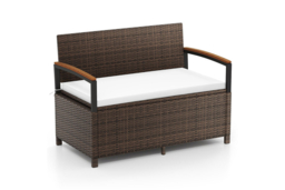 Outdoor Storage Bench: 175L, Acacia Armrests, Cushion, Weather-Resistant - thumbnail 7