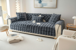 Luxury Imitation Rabbit Plush Sofa Cover - Soft, All-Season, Multi-Use Protector for Fabric & Leather Sofas - thumbnail 6