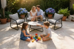 4-Seater Outdoor Iron Sofa Set with Cushions & Coffee Table - thumbnail 1