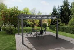 Aluminum Patio Pergola with Retractable Waterproof and UV-Protected Canopy - thumbnail 3