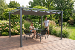 Aluminum Patio Pergola with Retractable Waterproof and UV-Protected Canopy - thumbnail 5