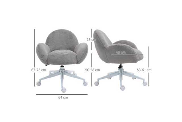 Ergonomic Fluffy Office Chair with Wheels - Adjustable Height, Plush Upholstery, 120kg Capacity - image 1
