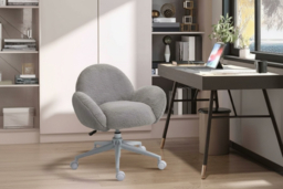 Ergonomic Fluffy Office Chair with Wheels - Adjustable Height, Plush Upholstery, 120kg Capacity - thumbnail 6