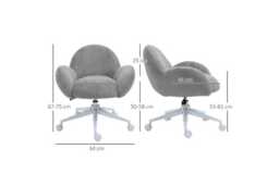 Ergonomic Fluffy Office Chair with Wheels - Adjustable Height, Plush Upholstery, 120kg Capacity - thumbnail 1