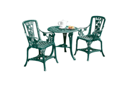 3-Piece UV-stabilised PVC Rose Bistro Set - Weather-Resistant Green Outdoor Furniture - thumbnail 6