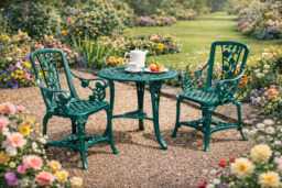 3-Piece UV-stabilised PVC Rose Bistro Set - Weather-Resistant Green Outdoor Furniture - thumbnail 4