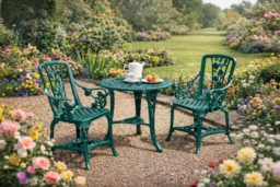 3-Piece UV-stabilised PVC Rose Bistro Set - Weather-Resistant Green Outdoor Furniture - thumbnail 5