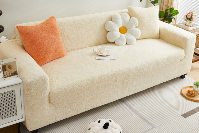 Plush Sofa Cover with 1 Pillow Case in 5 Sizes and 6 Colours - image 1