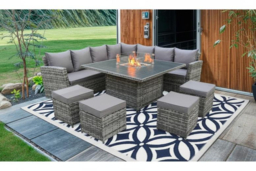 11-Seater Modern Garden Sofa Dining Set with Fire-Pit or Lift-Up Table - Weatherproof, Modular, Plush Cushions - thumbnail 5