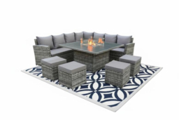 11-Seater Modern Garden Sofa Dining Set with Fire-Pit or Lift-Up Table - Weatherproof, Modular, Plush Cushions - thumbnail 6