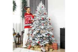 PRICE DROP! 6ft Snow-Flocked Artificial Christmas Tree - Luxury Winter Pine, Realistic Branches - thumbnail 2
