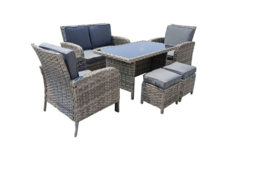6-Seater Weather-Resistant Rattan Garden Dining Set with Glass Table - thumbnail 7