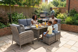 6-Seater Weather-Resistant Rattan Garden Dining Set with Glass Table - thumbnail 6