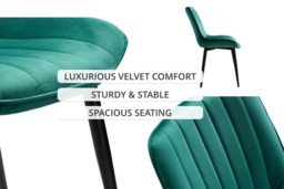 Set of 2 Green Velvet Upholstered Dining Chairs - thumbnail 8