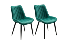 Set of 2 Green Velvet Upholstered Dining Chairs - thumbnail 5