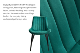 Set of 2 Green Velvet Upholstered Dining Chairs - thumbnail 7