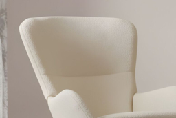 Modern Faux Wool Upholstered Rocking Chair in Beige with Sturdy Wood Runners - thumbnail 8