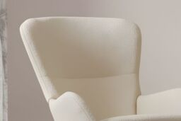 Modern Faux Wool Upholstered Rocking Chair in Beige with Sturdy Wood Runners - thumbnail 4