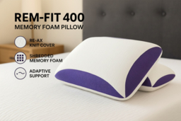 EARLY BIRD! REM-Fit 400 Hypoallergenic Memory Foam Crumbed Pillow - Cooling, Machine Washable, Contoured Support - thumbnail 5