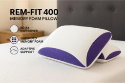 EARLY BIRD! REM-Fit 400 Hypoallergenic Memory Foam Crumbed Pillow - Cooling, Machine Washable, Contoured Support - thumbnail 2