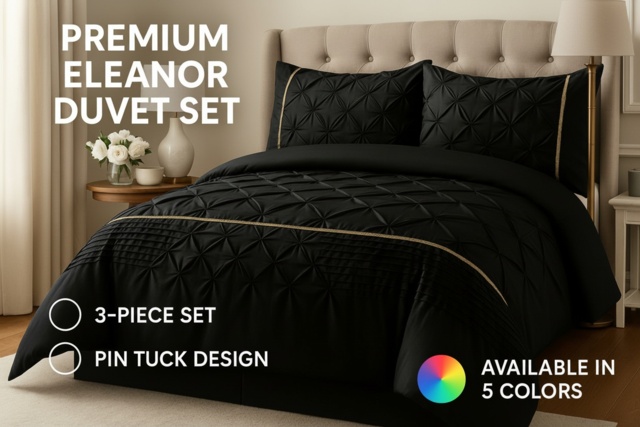 Premium Polycotton Easy-Care Eleanor Duvet Set - Modern, Machine Washable, Four Sizes, Five Colours - image 1