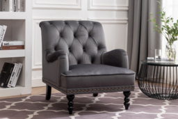 PRICE DROP! Darwin Tufted Accent Chair - Grey, Cream, Mustard or Blue! - thumbnail 3