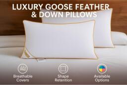 PRICE DROP! Luxury Goose Feather & Down Pillows - Hypoallergenic, Breathable, Standard Size - Pack of 2 or 4 - thumbnail 2