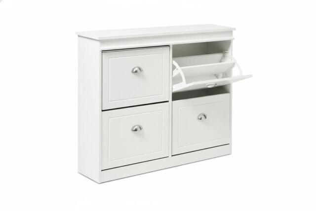 PRICE DROP! 2-Tier Flip Down Shoe Bench Cabinet with Cushioned Top Seating - image 1
