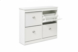 PRICE DROP! 2-Tier Flip Down Shoe Bench Cabinet with Cushioned Top Seating - thumbnail 5
