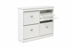 PRICE DROP! 2-Tier Flip Down Shoe Bench Cabinet with Cushioned Top Seating